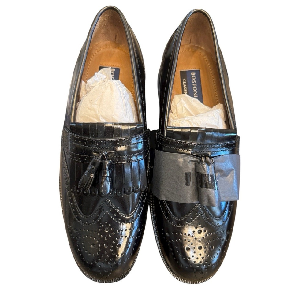 Bostonian Evanston Classic First Flex Wingtip Tassel Loafers Black  Size 7M